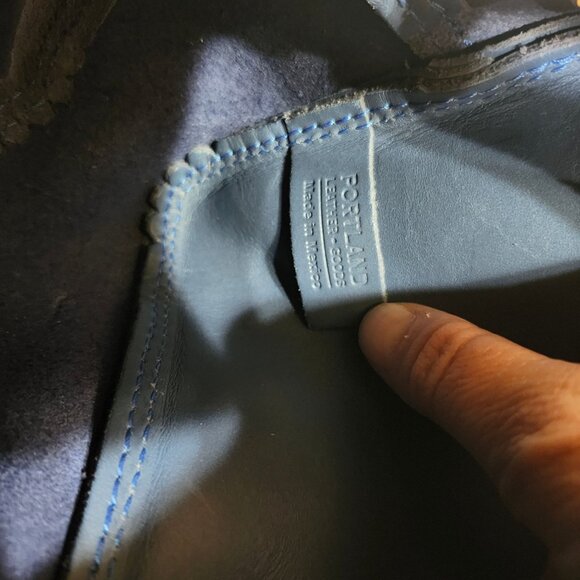 Portland Leather Large Camera Bag Purse Unicorn Smooth Indigo Blue Gray - Picture 11 of 11